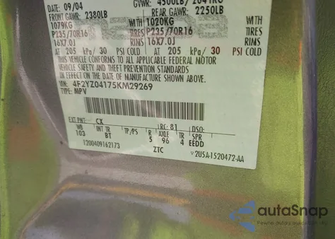 2005 Mazda Tribute S from USA, damaged, VIN 4F2YZ04175KM29269